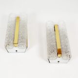 Pair of wall lamps in brass and glass by Doria Leuchten