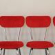 4 chaises 1960 formica velours rouge
