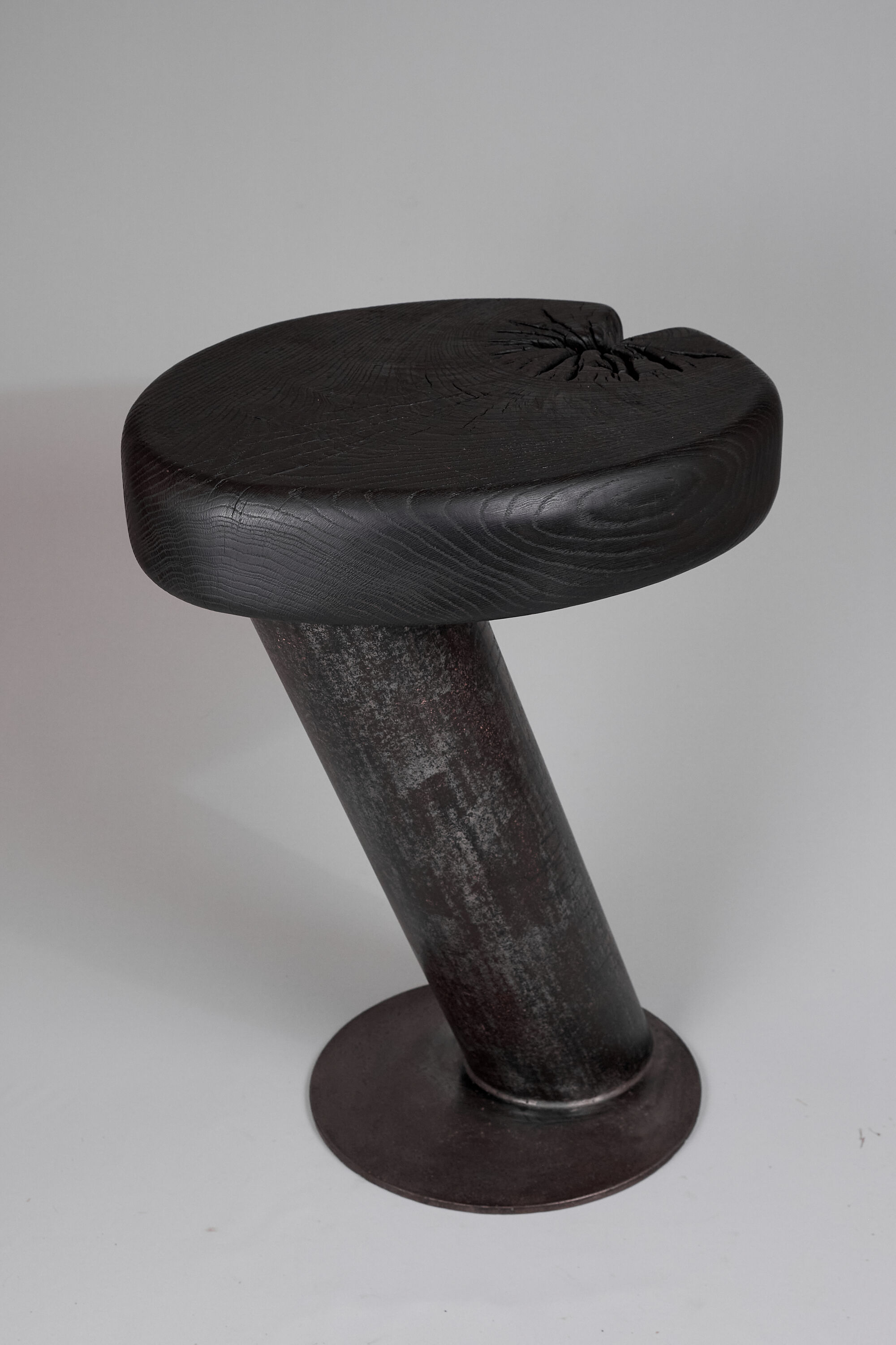 Solid wood sculptural side table, original contemporary design, logniture