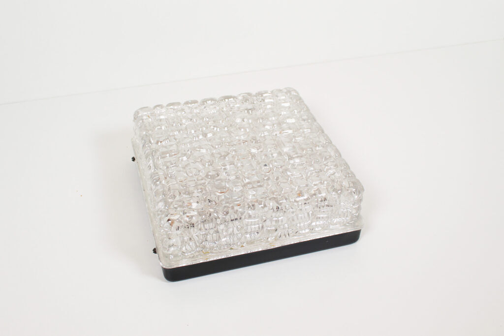 Vintage ice glass flush mount light by ERCO