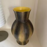 Saint Clément ceramic vase from the 50s, black and yellow