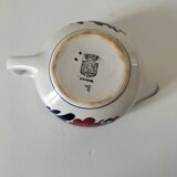 Antique Gien gravy boat – red & blue floral decoration – opaque porcelain