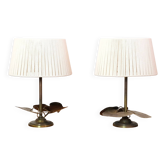 Florart, pair of table lamps with a lotus leaf design, 1970s.