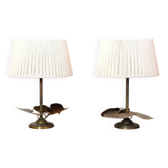Florart, pair of table lamps with a lotus leaf design, 1970s.
