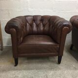 Paire de fauteuils cuir