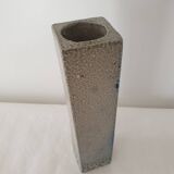 Square stoneware ceramic vase signed Jean Claude Monange