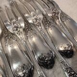 12 silver-plated table forks by goldsmith Ravinet Art Nouveau