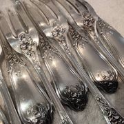 12 silver-plated table forks by goldsmith Ravinet Art Nouveau