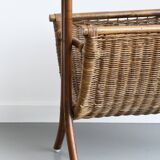 Vintage wicker and rattan magazine rack
