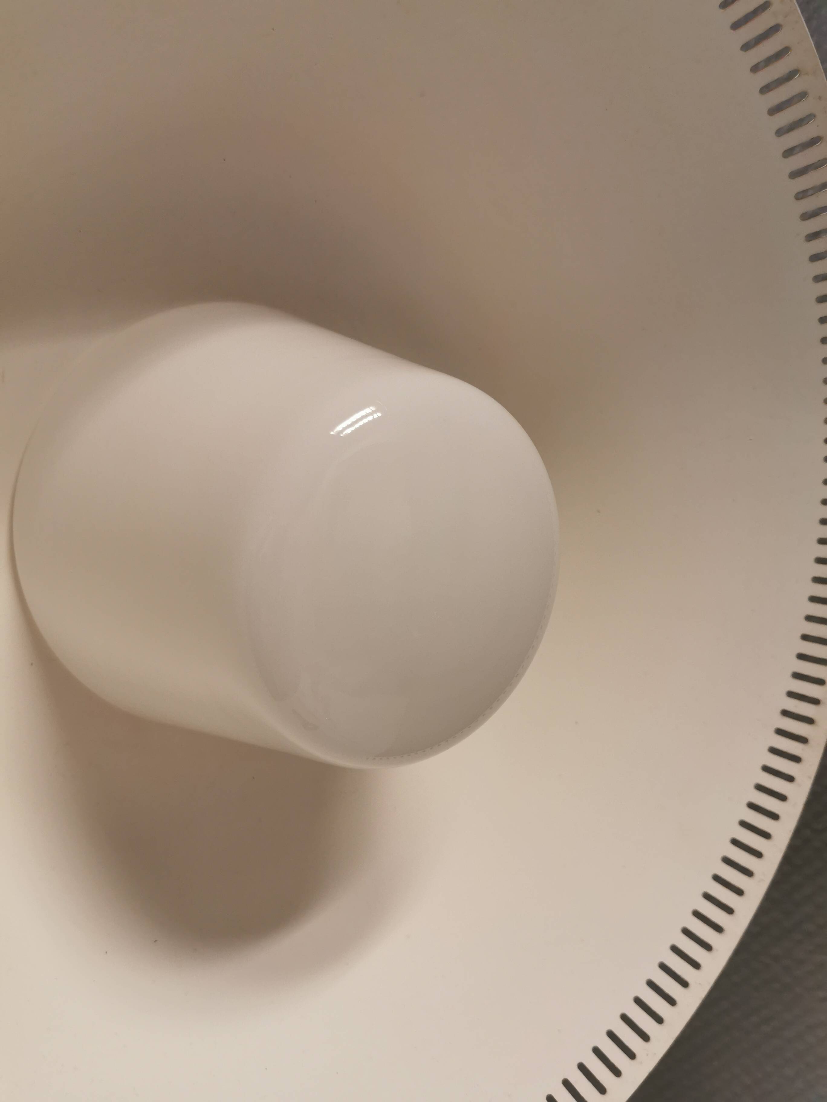 Hanging lamp in red lacquered metal and milky white opal glass 1970s Denmark.