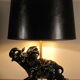 black enamelled ceramic and gold gilding elephant lamp 1950s