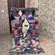 Vintage Moroccan Boucherouite rug: small abstract rug