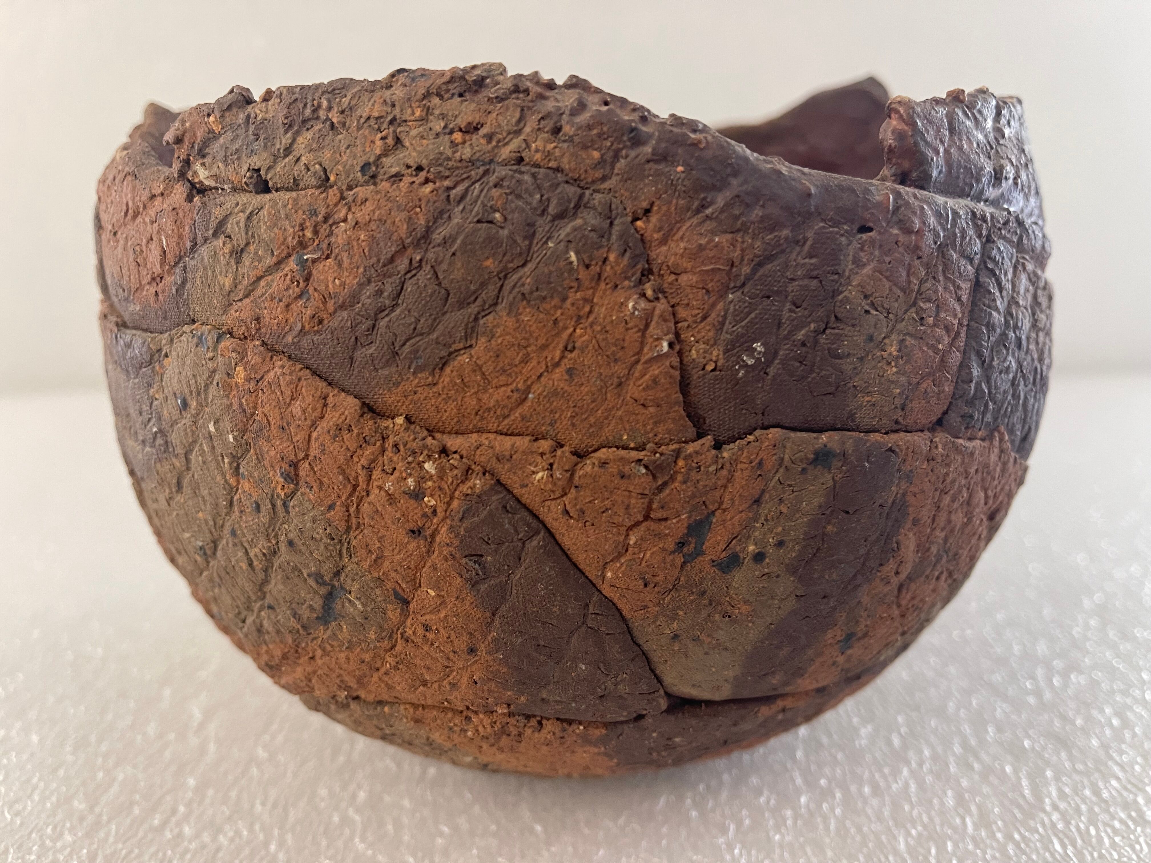 Spherical terracotta two-tone degreasing limestone XXth Africa