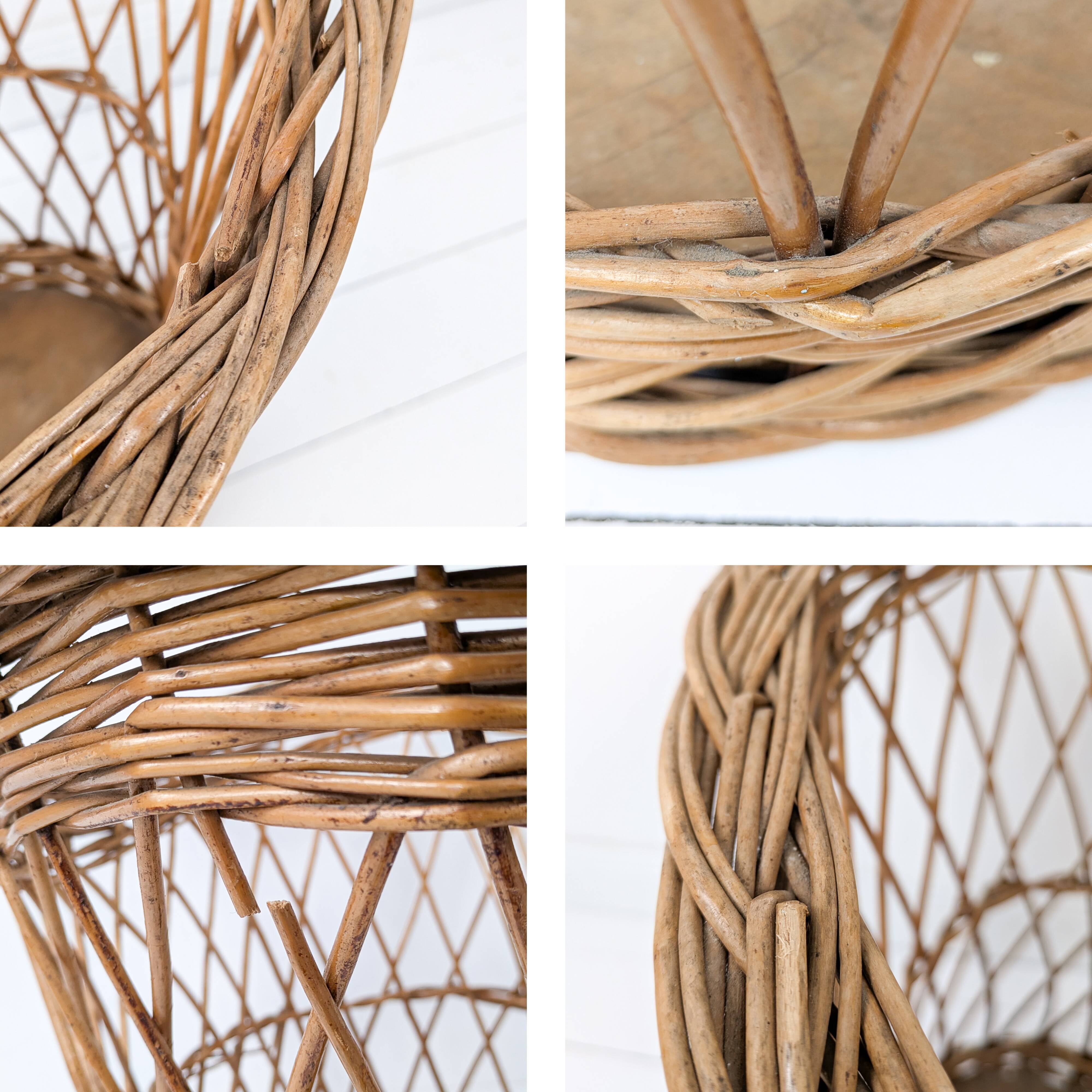 Panier Vintage Panier en osier Panier à linge Panier de rangement Mid Centu