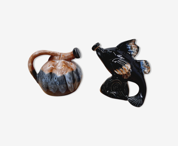 Lot 2 pichets grès flammé 60's