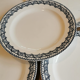 Service of 8 vintage flat plates in Earth of Iron earthenware, Salins factory, Primerose model