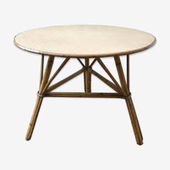 Table basse ronde en rotin