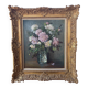 Large painting by Victor Zolnierowicz, peonies, oil on canvas, frame year