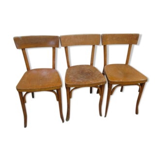 Set of 3 antique bistro chairs