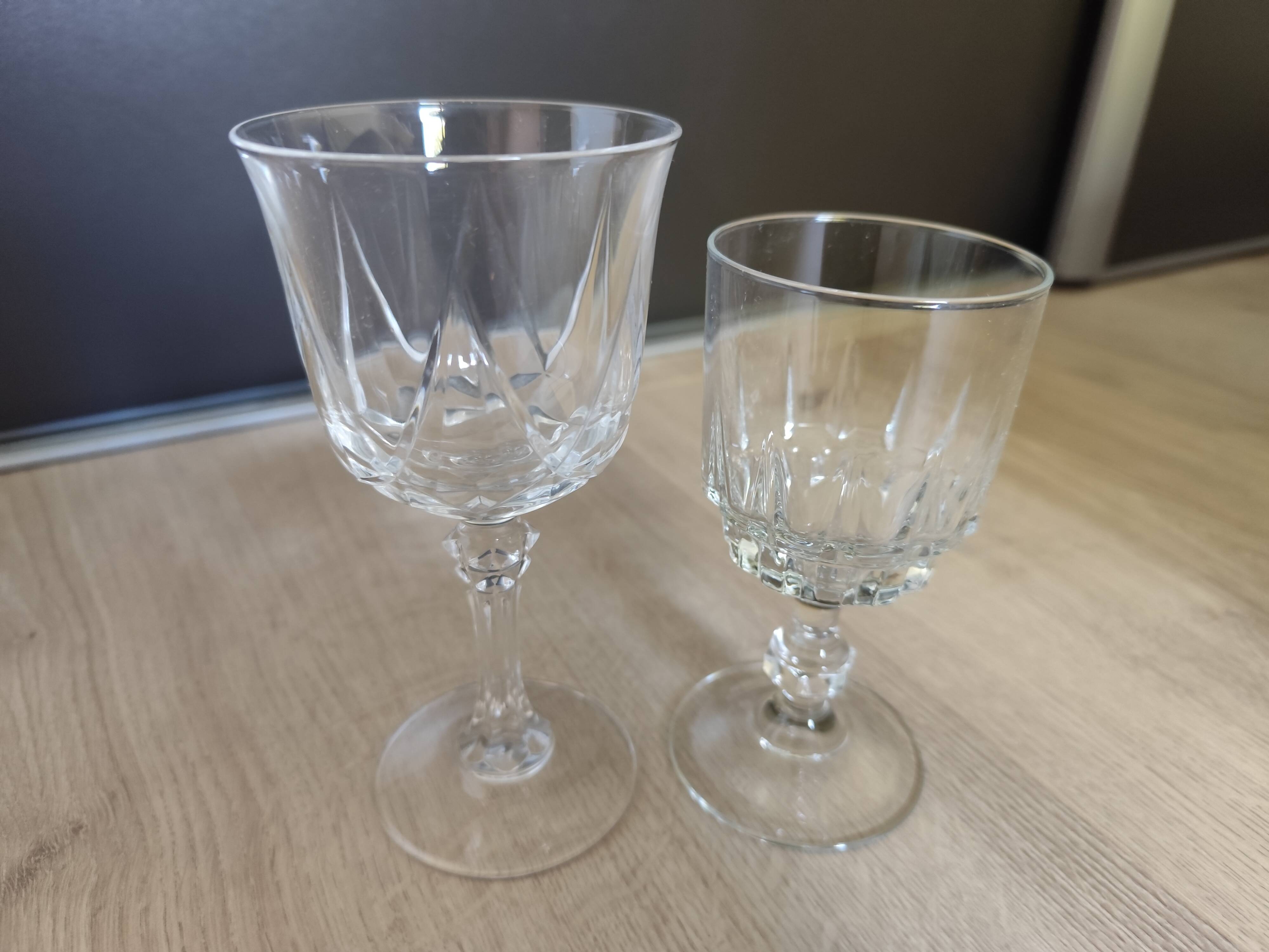 Set of 6 large stemmed glasses + 8 small Cristal d'Arques Water & Wine 1970