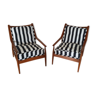 Paire de fauteuils scandinaves années 50-60