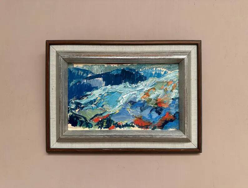 Oil on panel original Swedish - "Landscape" by Greta Liljeblad - Signed - vintage and framed - 30 × 22 cm (11.8" × 8.7")