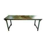 Green patinated metal workshop table 1950