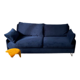 4-seater sofa convertible in velvet feet black pins