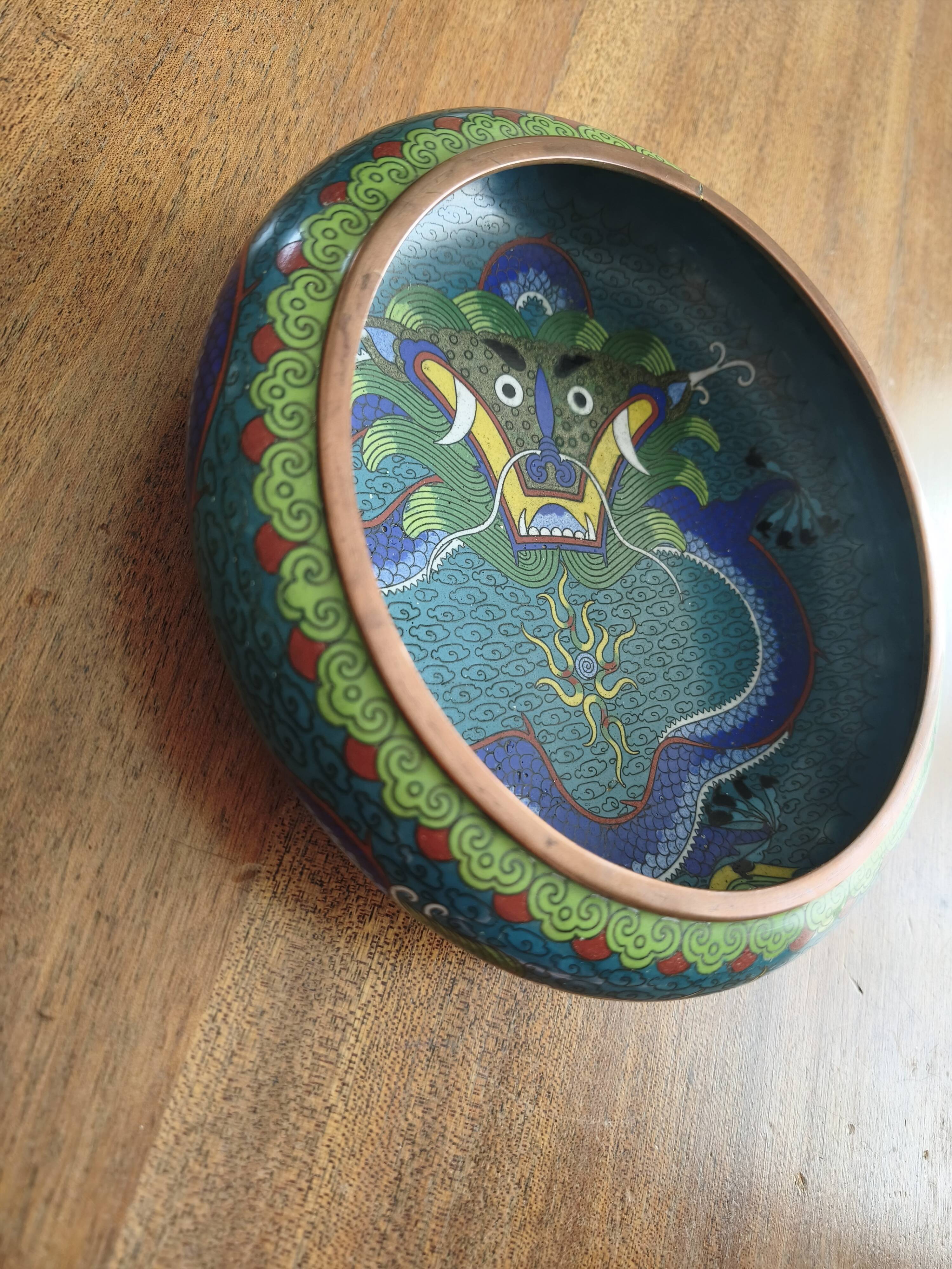 Ancient cloisonné enamel brush rinsing bowl from China.