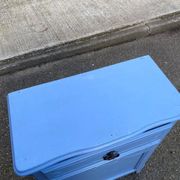 Vintage Louis XV style commode in grey-blue wood.