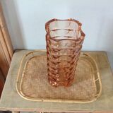 Vase 70s pink chiseled glass