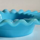 Cendrier verre opalin bleu vintage