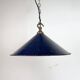 Industrial British Dark Blue Enamel Factory Pendant Lamp, 1950s