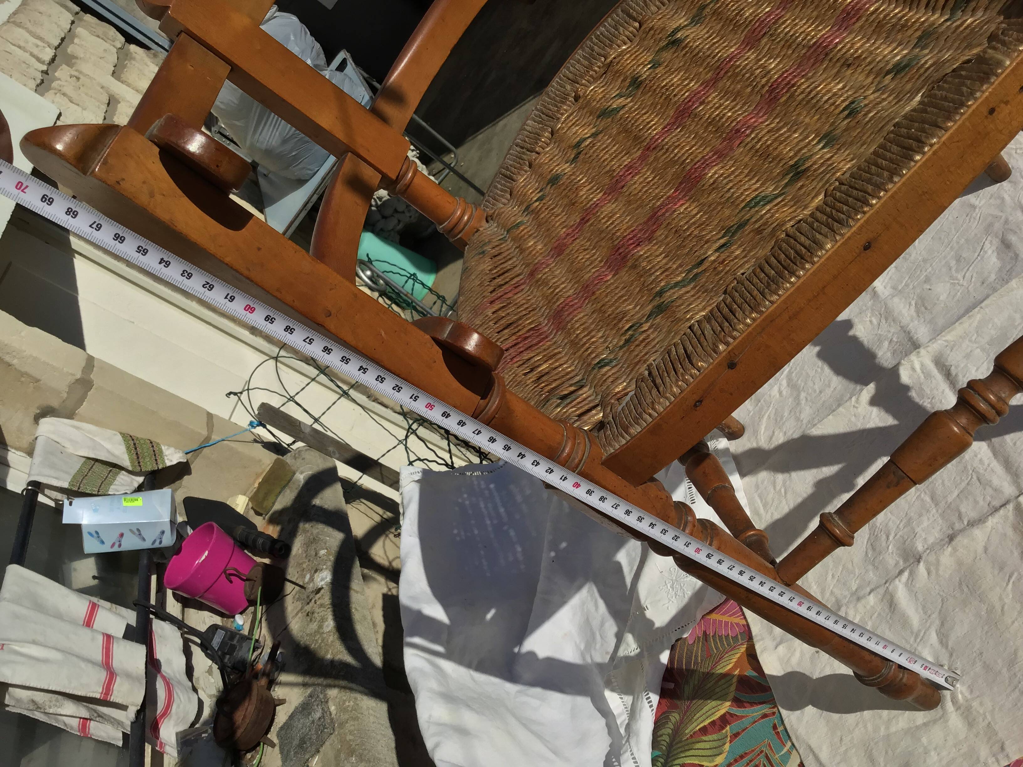 straw-style corner armchair