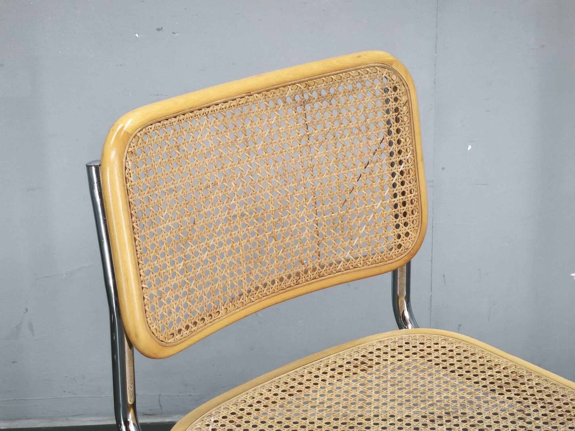 Italian Cesca B32 Style Cane and Chrome Cantilever Chair, 1970s