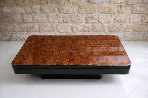 Table basse bar 1970 années 70 Willy Rizzo loupe D’orme
