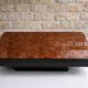 1970s bar coffee table by Willy Rizzo, elm burl.