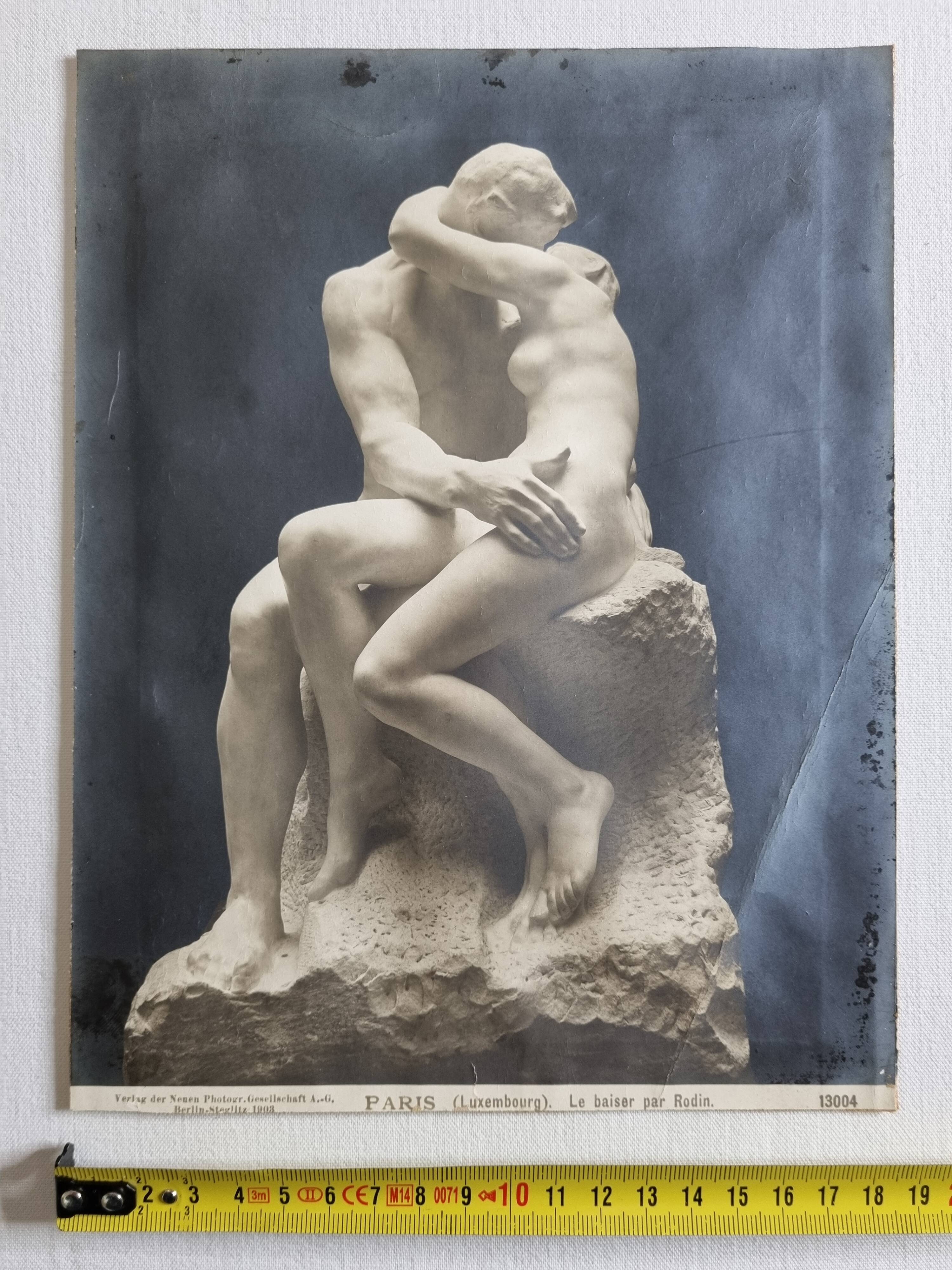 Old silver print, "Rodin's Kiss", 1903, 18 x 24 cm