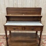 Console époque Napoléon III en noyer et marbre blanc