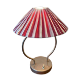 Small metal foot lamp, two-tone pleated lampshade, 1960