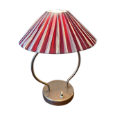 Small metal foot lamp, two-tone pleated lampshade, 1960