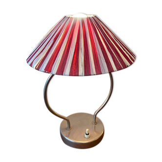 Small metal foot lamp, two-tone pleated lampshade, 1960