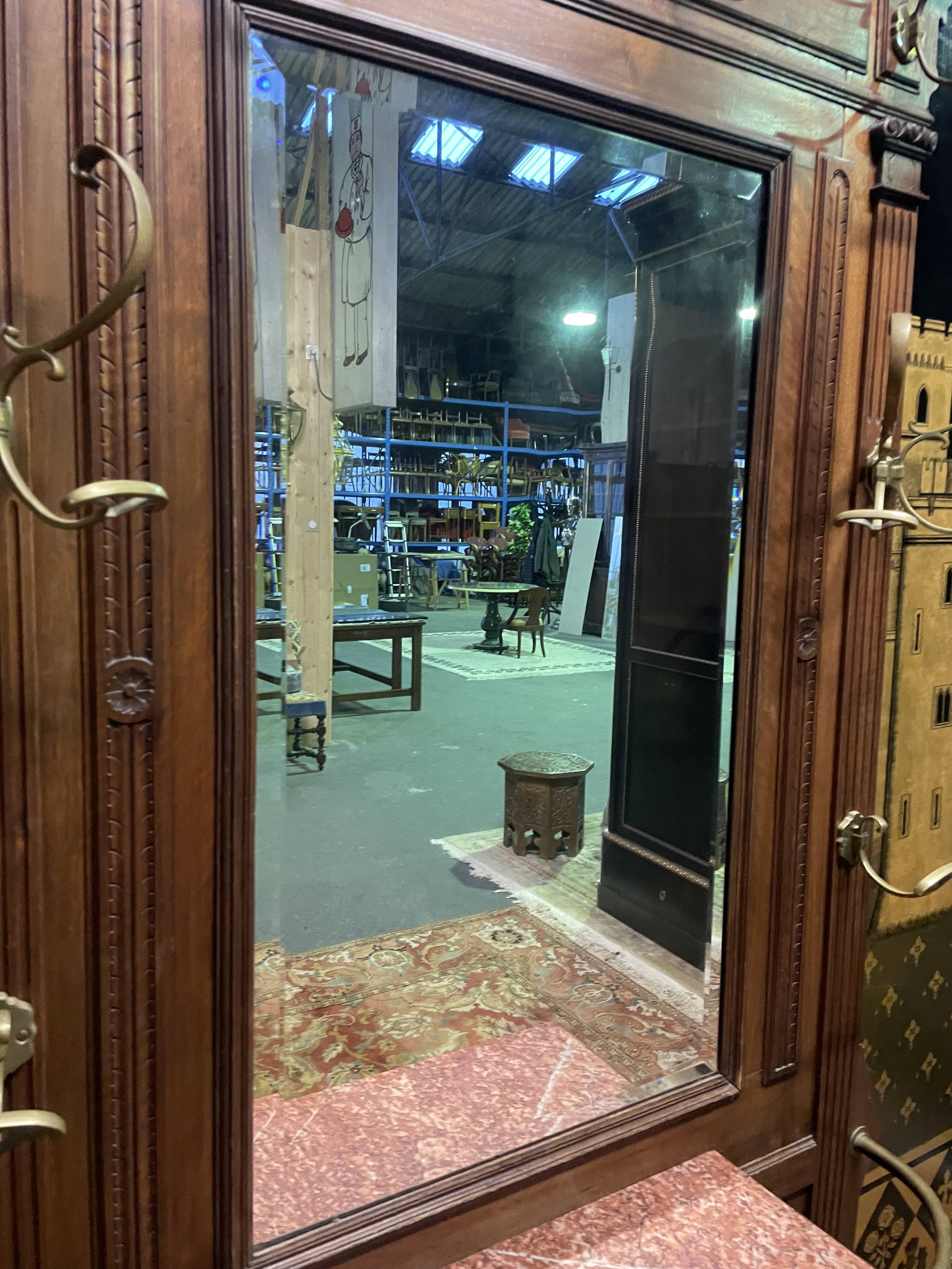 Napoleon III Walnut Coat Rack / Cloakroom