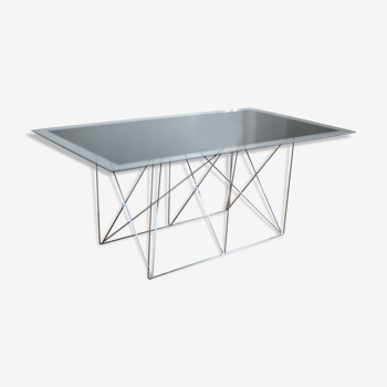 Max Sauze's "Dining Table" steel and glass, France, circa 1970