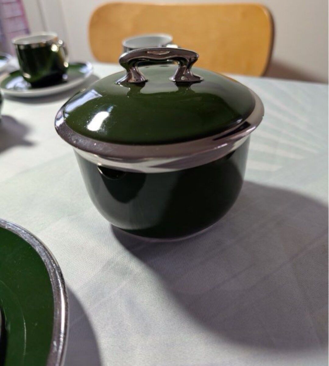 Antique service 31 pieces – S.P.M. Walküre Bavaria – Empire Green & lace