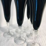 Stemmed glasses, vintage black flutes
