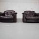 Pair of De Sede DS-101 leather lounge chairs
