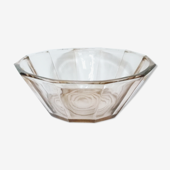 Art Deco salad bowl in roseline glass