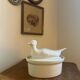 Oven dish in porcelain shaped like a pheasant