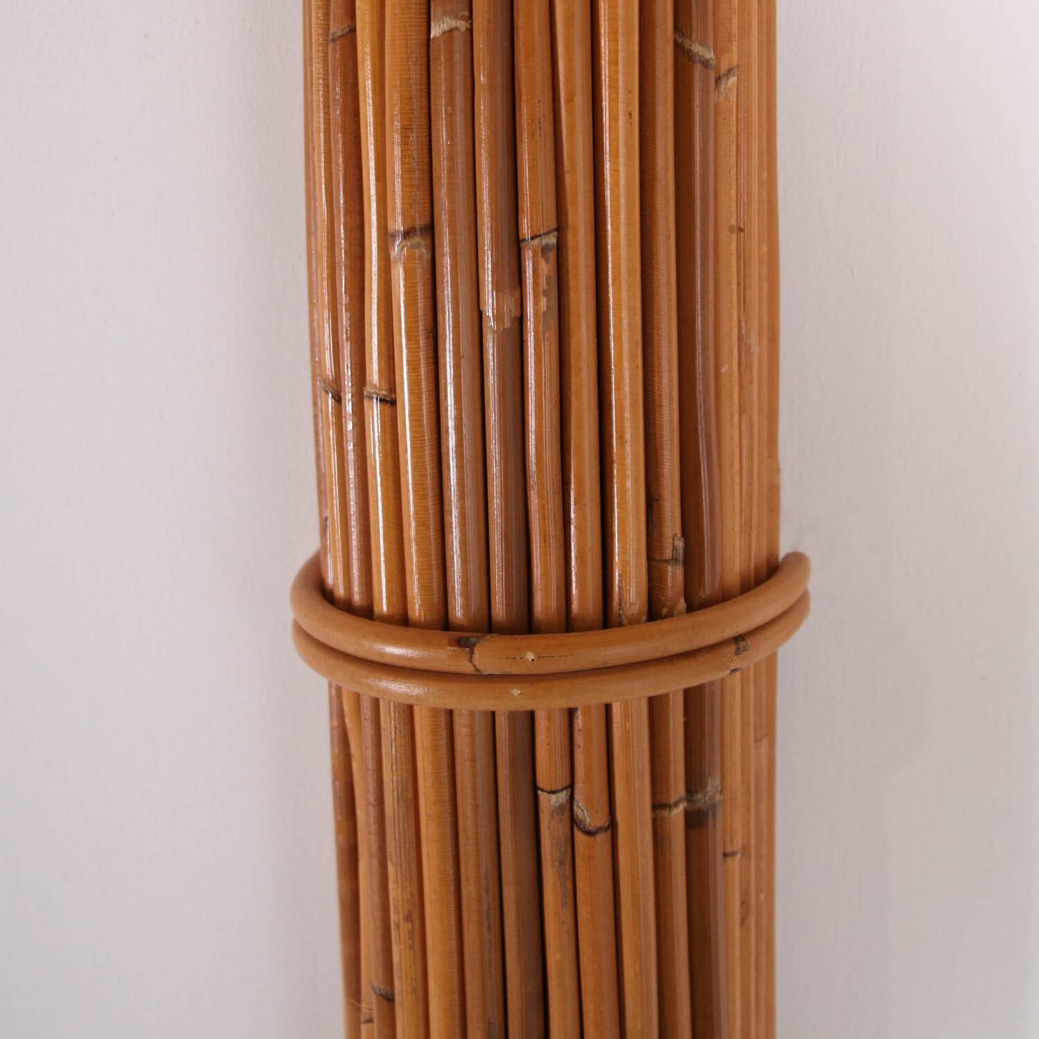 Pair of large "coconut/palm" wall lights in rattan